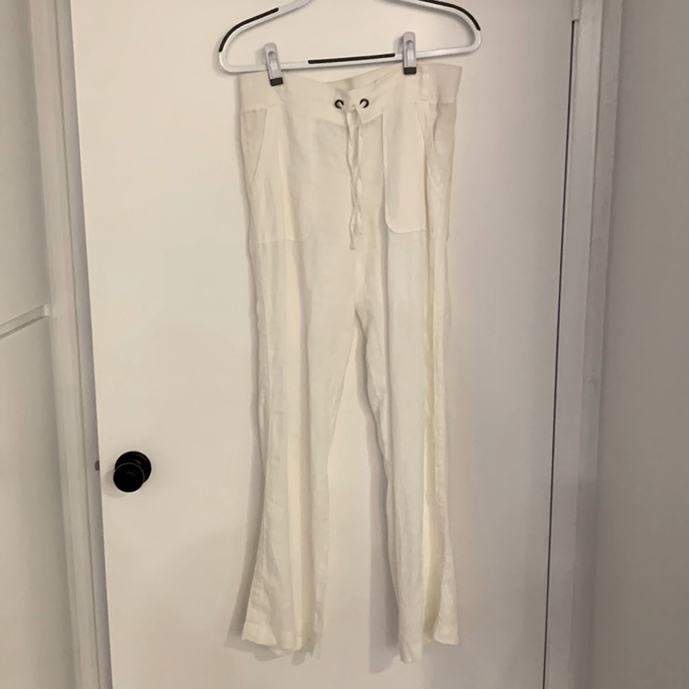 Athleta White Linen Pants size 6
